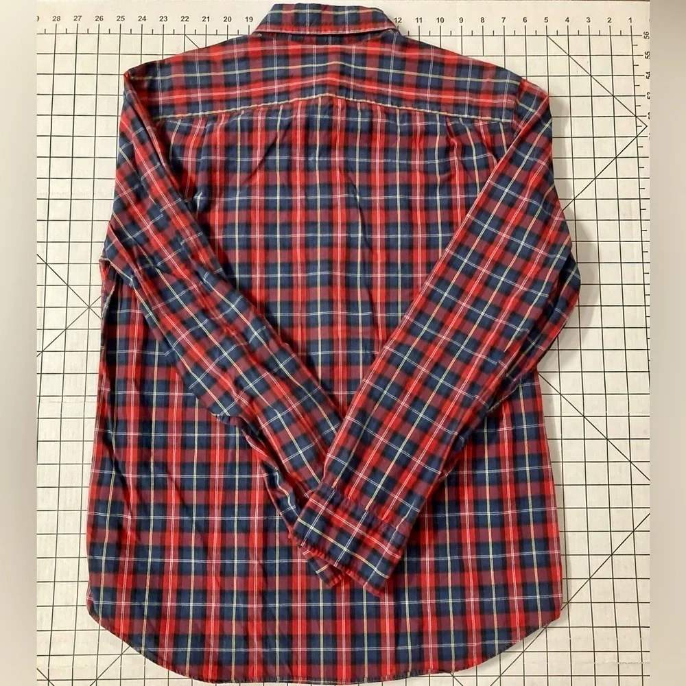 J. Crew Men’s Size Medium Red/Blue Plaid Button Down‎ Shirt